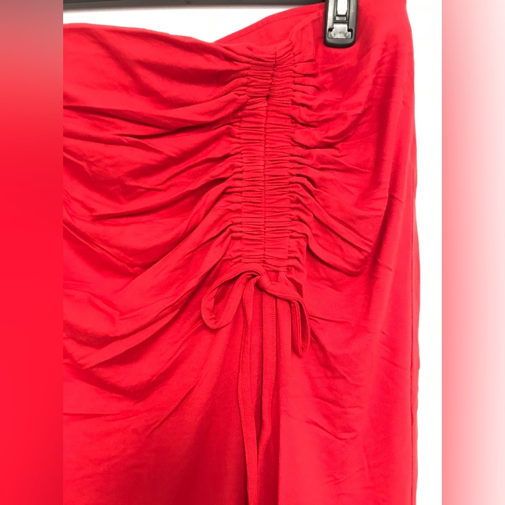 Red Midi Skirt Side Ruched A new Day XL - Picture 3 of 5
